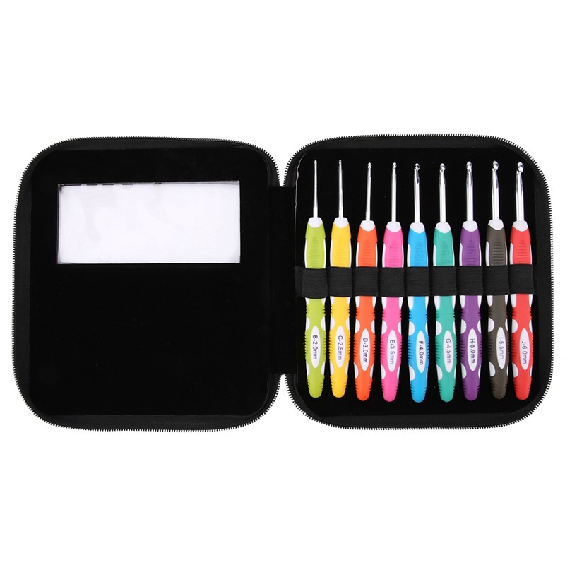 9PCS Crochet Hooks Set Knitting Smooth Needle Tools Ergonomic Plastic