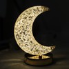 Bedside Table Lamp Crystal Moon Shape Cordless Rechargeable Long Touch