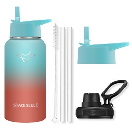 STACEGEELE Insulated Vacuum Water Bottle with Spout Lid & Screw on Top | Stainless Steel Flask for Kids Leak Proof Lightweight Eco Friendly 18oz / 24oz / 32 oz / 40oz(32oz sparkling)