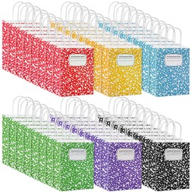X-Kingsun 48Pcs Back to School Teacher Appreciation Gift Bags with Handle Composition Book Paper Treat Bags for Graduation Teachers Thank You End of the Year First day of Schools Supplies Supplies