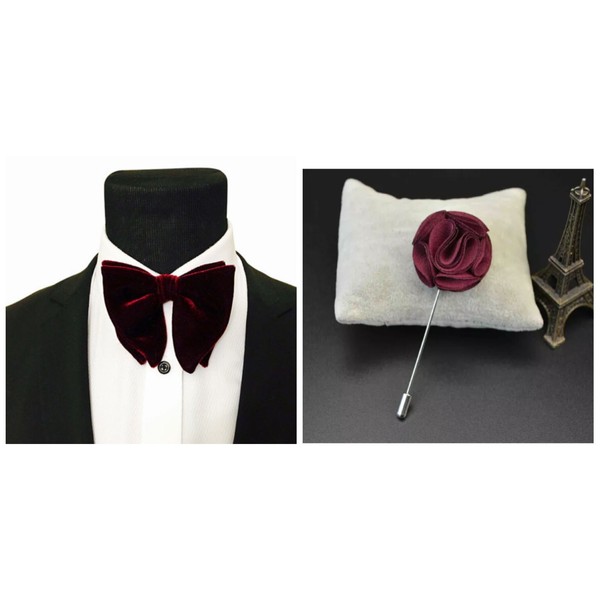 FERUCCI Mens FERUCCI COMBO SET Oversized Bow Tie - Burgundy