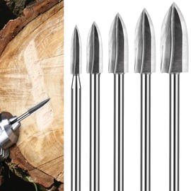 Tczecoo 5 Stück Holzschnitzwerkzeuge, HSS Gravierwerkzeug, Gravierbohrer Holz mit 3mm Schaft, Holzschnitzwerkzeug Fräser Zubehör, Holzschnitzwerkzeug für Rotationswerkzeuge Holz Schnitzen Bohren