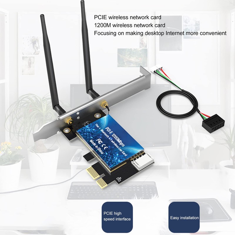 PCIe WiFi Card, 2.4GHz 5GHz Dual Band Wireless Adapter, Bluetooth