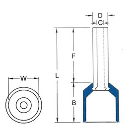 Morris Products 12732 Nylon Insulated Ferrules - Din Standard - 16 AWG .315" Pin Length Black, 100-Pack
