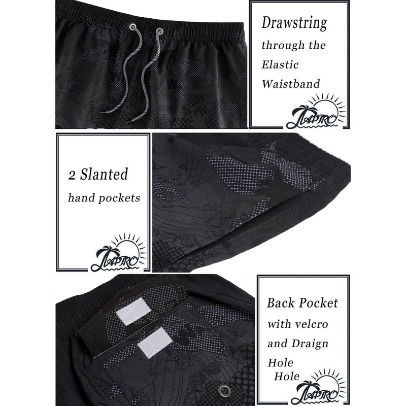 APTRO Men's Swimming Trunks, Long Swimming Shorts, Quick-Drying Board Shorts,