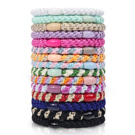 Sularpek Pack of 15 Hair Bobbles, Elastic Hair Tie for Women Girls, Hair Bobbles, Elastic Hair Bands, Multicoloured Elastic Bands for Thick Hair and Curly Hair