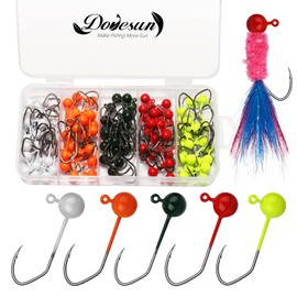 Dovesun 100pcs Fly Tying Jigs Kit, Jig Heads for Fly Fishing Crappie Jigs V-Shaped Fly Fishing Hooks 1/16oz