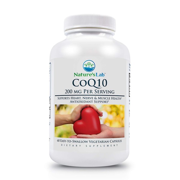 Nature's Lab CoQ10 200mg Nutritional Supplement - Supports Heart, Nerve & Muscle Health* - 60 Count (2 Month Supply)