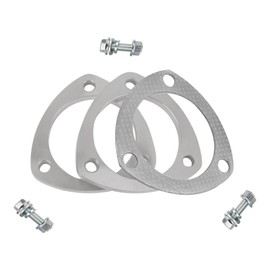 Vechkom 3 Inch Exhaust Flange Connection Kit - Stainless Steel 3-Bolt Flange & Exhaust Gasket Set with Hex Head Bolts Locknuts for 3" Turbo Downpipe Catback Headers (2 PCS 76mm Flange)