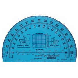 MTT PL - RA 9IN Protractor with Degrees and mils, Graduated in Meters and Yards for Angle Measurements and map Plotting for Outdoor Navigation, Hiking, Orienteering and Survival.