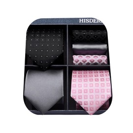 HISDERN Ties for Men Set 3 PCS Ties Collection Classic Silk Necktie and Pocket Square with present Box for Business Party
