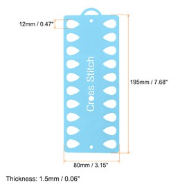sourcing map Embroidery Floss Organizer Cards, Plastic Cross Stitch Thread Organizer with 20 Positions, Thread Storage Winding Plate Board for Thread Craft DIY Sewing, Blue