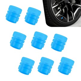 Zikefest 8PCS Car Tire Valve Stem Caps, Luminous Tire Air Caps, Fluorescent Glow in The Dark Night, Anti-Leakage Rubber Wheel Valve Cover, Universal for Cars, Trucks, Bikes (Blue)