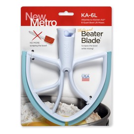 New Metro Design KA-6LAQ Plastic Beater Blade, works w/most KitchenAid 6 and 7 Qt Bowl-Lift Stand Mixers, Aqua
