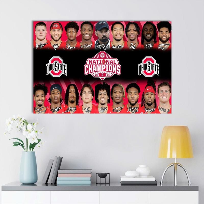 Ohio State Buckeyes National Champions 2024 Poster, Champions Wall Decor