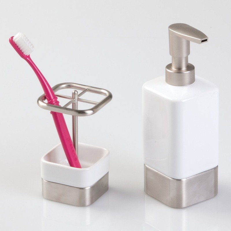 InterDesign Gia Toothbrush Holder Stand for Bathroom Vanity Countertops -