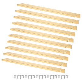 M METERXITY 10-Pack Cabinets Drawers Edge Pulls, 11.81" Aluminum Drawer Edge Pulls Concealed Tab Handle for Wardrobe/Kitchen Drawers/Cabinet Doors/Furniture [Brushed Gold]