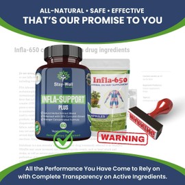Stay-Well Naturals Infla-Support Plus- 750mg Herbal Supplement Blend with Curcumin and Ashwagadha Extract, Shatavari, Kavach, Fenugreek, Pippali, Guduchi, Shilajit, Goshura and Sunthi 60ct