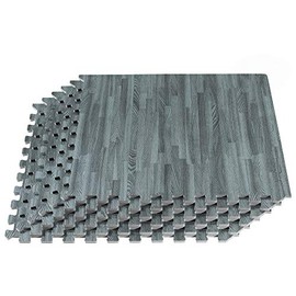 Forest Floor 5/8 Inch Thick Printed Foam Tiles, Premium Wood Grain Interlocking Foam Floor Mats, Anti-Fatigue Flooring, Slate, 48 Sq Ft