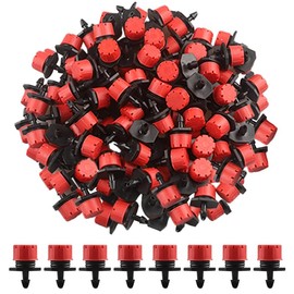 100PCS 0-70L/H Adjustable Irrigation Drippers Sprinklers 1/4 Inch Emitter Dripper Micro Drip Irrigation Sprinklers for Watering System (Red)