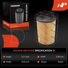 A-Premium Front Engine Air Filter Compatible with Volkswagen Jetta 2011 2012 2013 204 2015, 2.0L GAS, Replace# 1K0129620C, 1F0129620