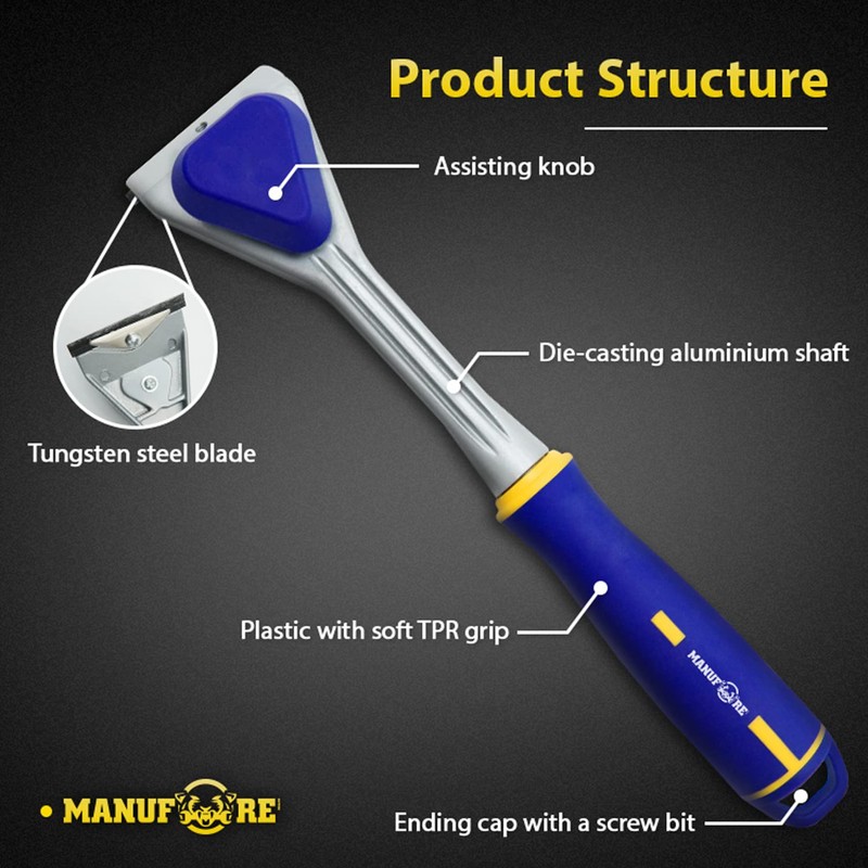 MANUFORE Paint Scraper with 2.5 Inch Double-edged Tungsten Steel Carbide