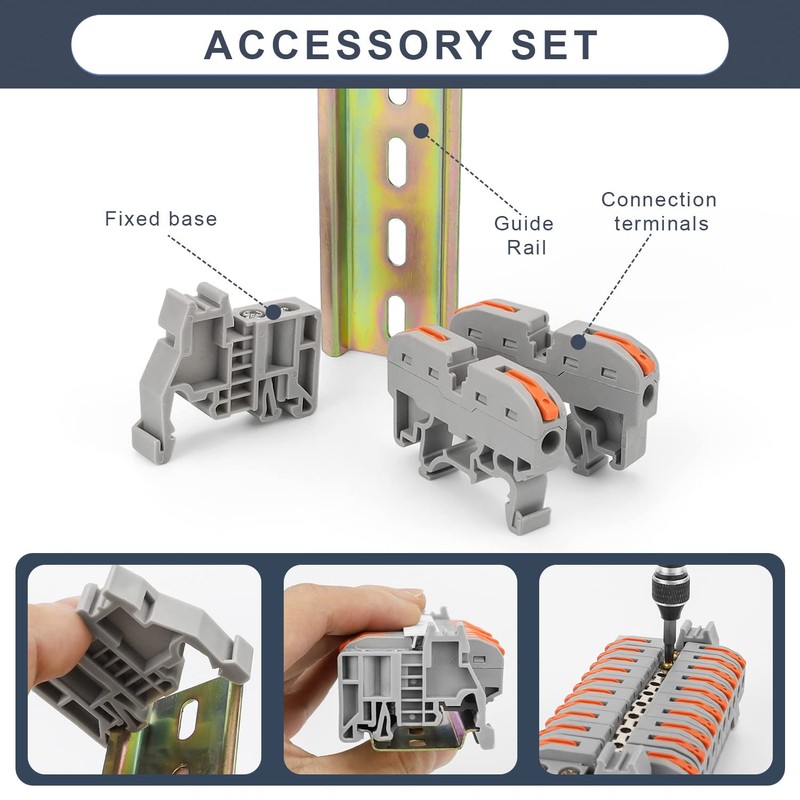 DIYCUT Pack of 10 DIN Rail Terminal Blocks, Grey DIN