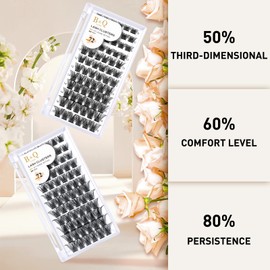 Individual Eyelashes, 72 Pieces, B02, B&amp;Q DIY Lash Clusters, Individual Eyelashes for Beginners, Reusable Eyelashes, Individual Eyelashes for Eyelash Extensions at Home, Lashes, Eyelashes, Extension (NM, D-8-16 Mix)