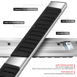 DNA MOTORING 6.75 Inch Wide Flat Board Running Boards Compatible with Nissan Titan King (Extended) Cab 2004-2024, STEPB-A-0097