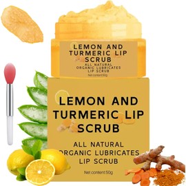 Exfoliante Labial De Cúrcuma, Exfoliante Labial De Limón Y Cúrcuma Para Labios Agrietados Y Secos, Elimina Las Líneas De Expresión, Exfoliante Labial Natural De Azúcar Con Aloe Vera,