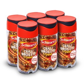 Schwartz Birds Eye Chillies 11 G | Jar | Pack of 6 | Extra Hot | Hot, Spicy & Delicious Cooking Essential | Give Your Dishes a Finishing Touch