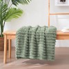 Vessia Flannel Fleece Throw Blanket for Couch,Sofa,Bed, 300GSM Striped Sage