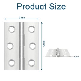 Pack of 4 Hinges Foldable 66 mm × 38 mm, Hinge Stainless Steel Folding Hinge Hinge Hinge Small Door Hinge for Doors Windows, Piano Hinge with 24 Pieces Screws