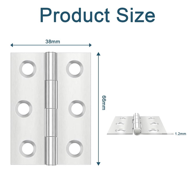Pack of 4 Hinges Foldable 66 mm × 38 mm,