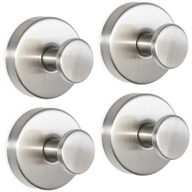 ZESLMG Suction Cup Wall Hooks for Shower, Bathroom, Kitchen, Glass Door, Mirror, Tile – Loofah, Towel, Coat, Bath Robe Adhesive Hooks for Hanging up to 22 lbs Max Never Falling Rust Proof (4, Nickel)