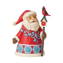 Enesco Jim Shore Heartwood Creek Santa with Cardinal and Birdhouse Miniature Figurine, 4 Inch, Multicolor