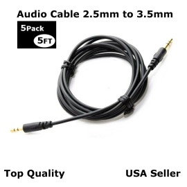 Universal Lot of 5 Aux 2.5mm to 3.5mm Audio Cable Cord Headphone Car PC Connect Cable 5FT