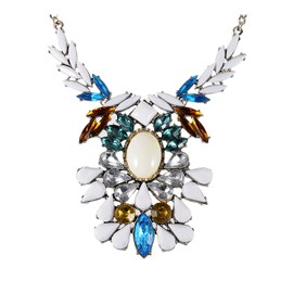 Alilang Charming Silvery Tone Colorful Bead Floral Pendant Fashion Necklace