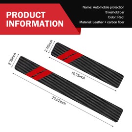 Door Sill Protector, Car Door Edge Guards, Carbon Fiber Car Protective Sticker, Door Pedal Trunk Anti-Scratch Decoration, Universal for Most Cars (Red & Black)