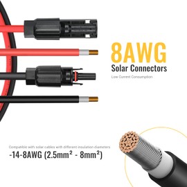 BougeRV 12 PCS Solar Connector Solar Panel Cable Connectors Solar Panel Connectors Kit Solar Connector with Spanners IP68 Waterproof 6 Pairs Male/Female (8AWG)