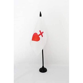 AZ FLAG Table Flag Holy Heart of Jesus 15 x 10 cm - Catolic Table Flag 10 x 15 cm - Flags