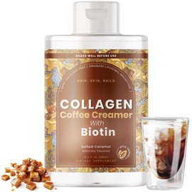 Collagen Coffee Creamer with Biotin by Owl & Ox | Healthy Hair, Skin and Nails | Liquid Blend, Gluten Free, Sugar Free, Dairy Free, & Keto Friendly | Salted Caramel | 30 Servings