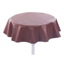 Yourtablecloth Heavy Duty Flannel Backed Round Vinyl Tablecloth – 6 Gauge Thickness, Indoor and Outdoor & Easy to Clean 60” Rust Print