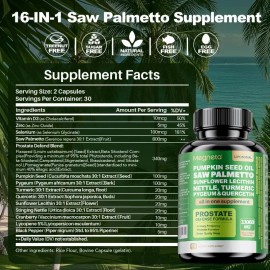 Saw Palmetto 24000mg Pumpkin Seed Oil 3000mg Pygeum 3000mg 2X60Cs Ultra Prostate