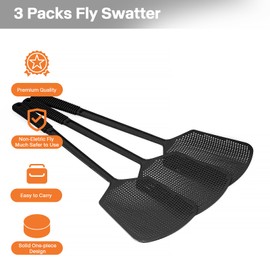 Fly Swatters-Begonia Flexible Heavy Duty Thick Fly Swatters with Bigger Paddle, Black 3 Pack