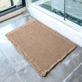 SHIMOH Waffle Bath Mat, Super Absorbent Non-Slip Bath Mats for Bathroom Floor, Machine Washable Bathroom Rugs with Tassels, Rubber Backed Bathroom Mats, Ultra Soft.(Brown, 24"X36")