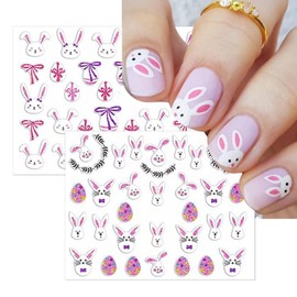 IDDFEVE Easter Nail Art Stickers - Glitter Bunny Eggs Flowers Self-Adhesive 3D Nail Decals for DIY Spring Holiday Floral Rabbits Carrot Manicure (12 Sheets)