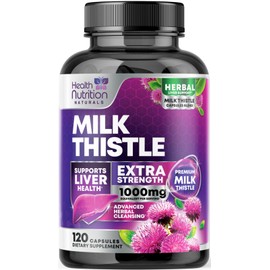 Milk Thistle Supplement - Liver Cleanse Detox & Repair Formula with Dandelion 1000mg Supplements - Nature's Herbal Milk Thistle Extract w/Silymarin Marianum, Supports Liver Health - 120 Capsules