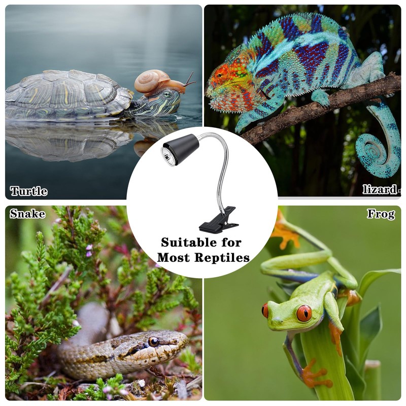 ZJNBMTFY Reptile Heat Lamp,UVA/UVB Reptile Light,360° Rotatable Clip,Turtle Heating Lamp