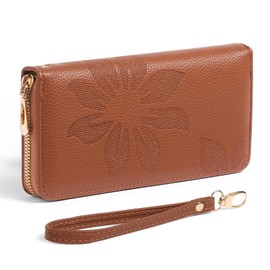 LEEXTON Women's Wallet, Long Wallet, Genuine Leather, Large Capacity, Multi-functional, Bill Purse, Coin Purse, Smartphone Holder, Zipper, Shopping, Mother's Day, Gift, Brown